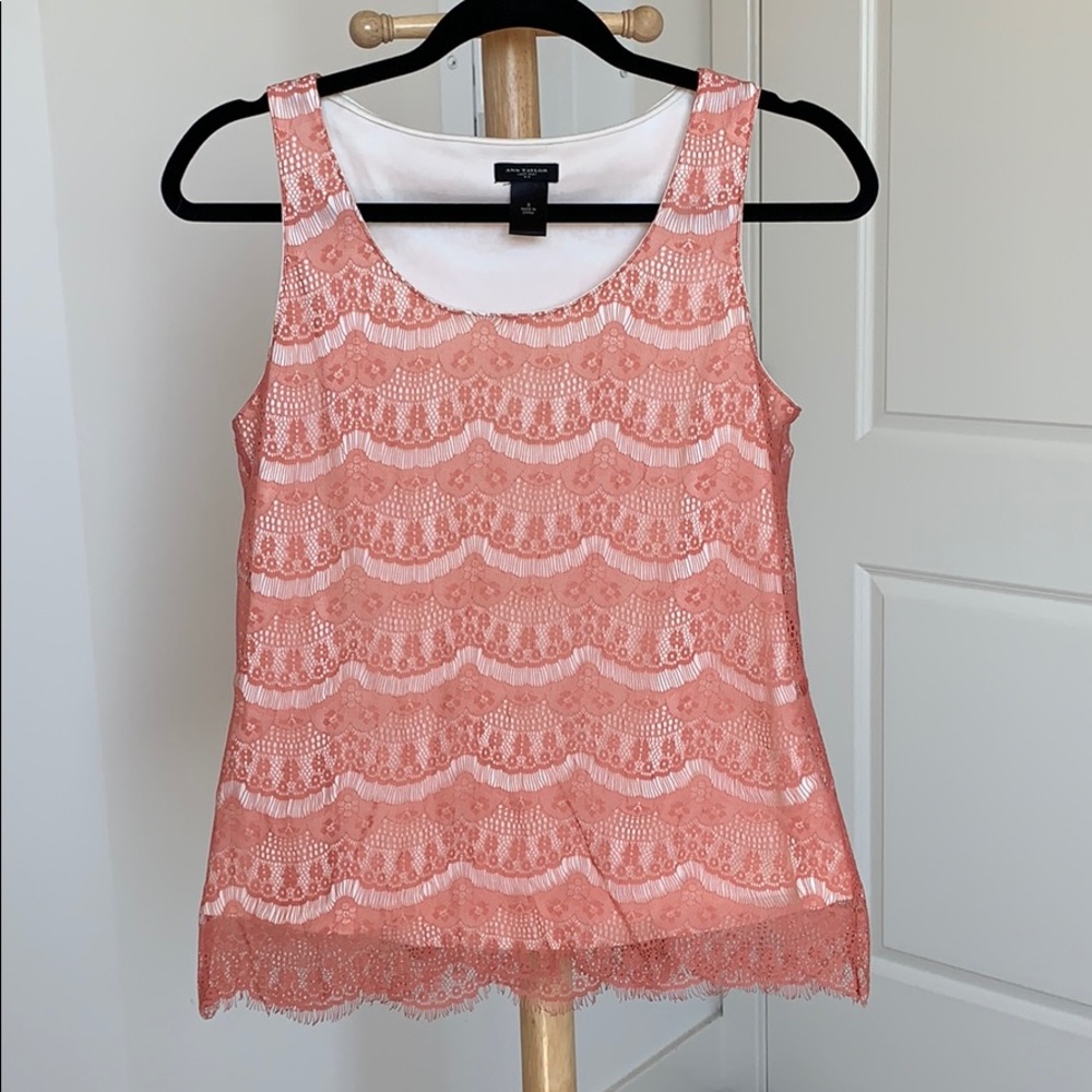 Ann Taylor Pink Lace Shell